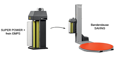 Frein EMPS avec film étirable technique SUPER POWER-Banderoleuse SAVING