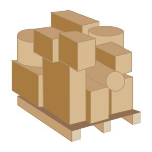 Palette hétérogène avec angles saillants-illustration article film étirable